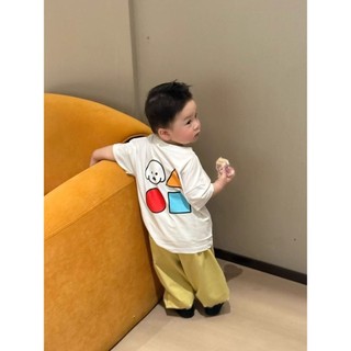 Áo thun ngắn tay mùa hè mới cho bé trai, in hình chó hoạt hình, áo thường ngày cho trẻ nhỏ và trẻ em
