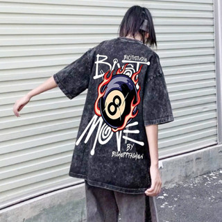 LOCAL BRAND Áo thun Wash BiDA Số 8 Phong Cách Unisex Form Rộng / Áo thun BiDA Số 8 Phông Màu Phong Cách Âu Mỹ