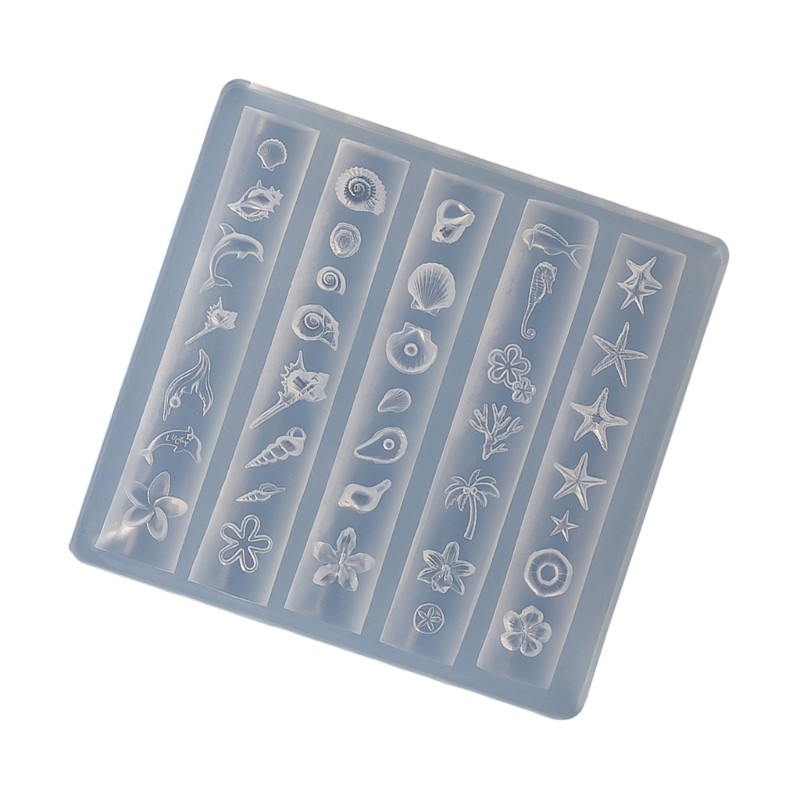 Wellb Silicone Móng Tay Nghệ Thuật Khuôn Phụ Kiện Khuôn Móng Tay Khuôn Trang Trí Biển Series Kết Cấu Silicon Hoàn Hảo Cho Nhiều Móng Tay Ty