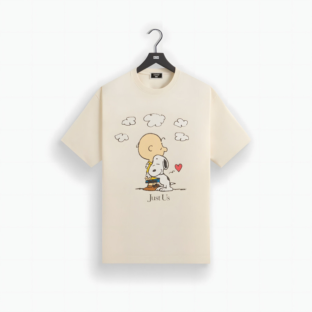 KITH Thiếu Niên Snoopy Dạo Phố Rời Charlie Hàng Hóa Màu Nâu Nguyên Chất Cotton Khớp Ngắn Tay Áo Thun
