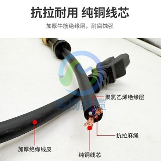 Phụ kiện máy bơm chìm một pha bằng đồng nguyên chất, dây nguồn, hai phích cắm, ba phích cắm, cáp chuyên dụng, bộ đầy đủ, linh kiện rời, dây máy bơm chìm siêu mềm WYZR