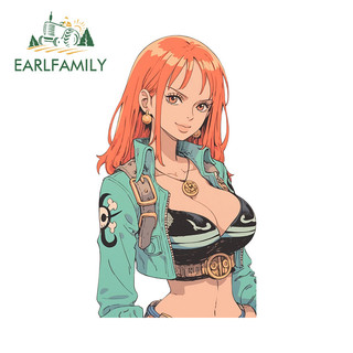 EARLFAMILY One Piece Nami Nhãn Dán Xe Đẩy Sáng Tạo Tủ Lạnh Laptop Campervan 3D Decal Ngộ nghĩnh Thời Trang Chống Thấm Nước Phụ Kiện Xe Hơi Graffiti