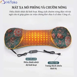 Gối Massage Cổ Vai Gáy Ngải Cứu Cắm Điện Làm ấm
