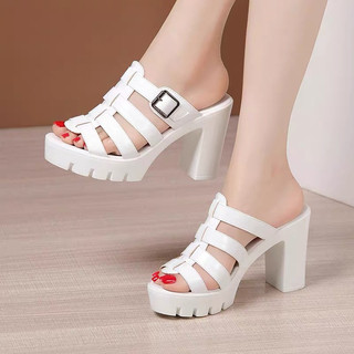 Dép Nữ Thiết Kế Sang Trọng, Gót Vuông 9cm, Đế PU Nhẹ, Quai Phối Khoá Thời Trang Cao Cấp – Mã CG815