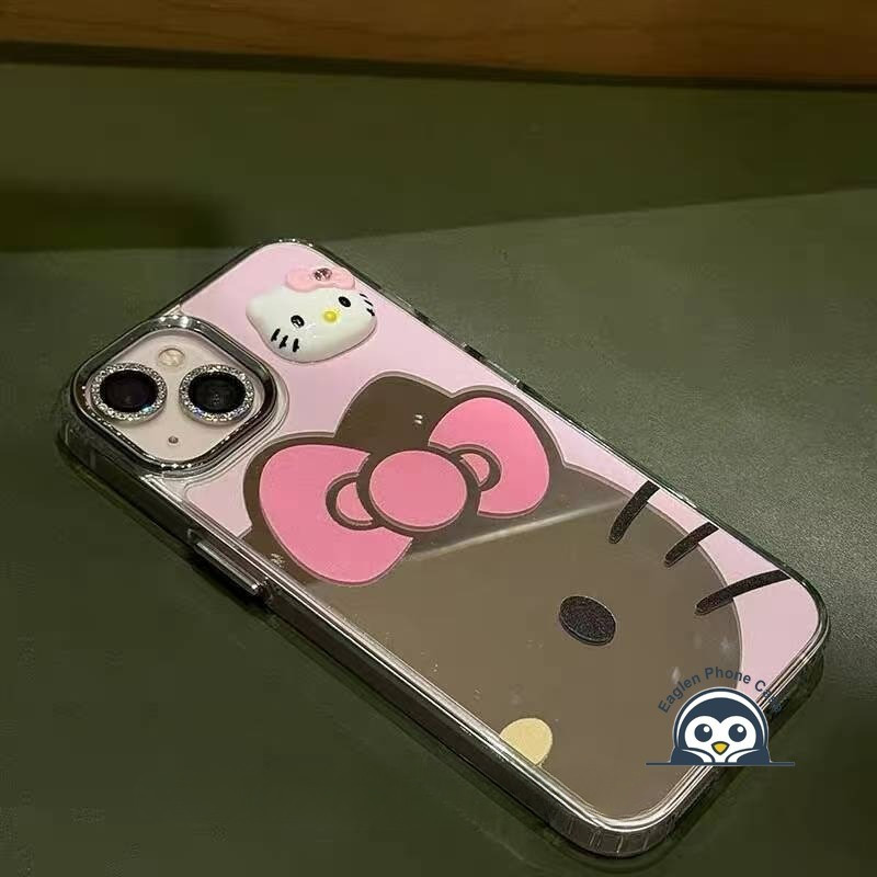 Ốp Gương Mèo Kitty Màu Hồng Cho OPPO Reno 15F 15 Pro Max Mini 15C 14F Find X9 X9S X8 Ultra X8S K15 K14 K14X K13S K13 Turbo Pro Plus Ốp lưng Hoạt Hình 3D Dễ Thương