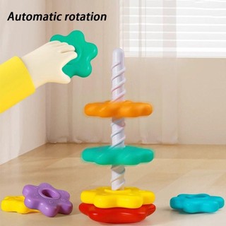 Tháp quay cầu vồng WEAVELYF, Đồ chơi giáo dục sớm Montessori Đồ chơi xếp hình xếp chồng lên nhau cho bé, Đồ chơi xếp chồng xoay tháp nhẫn Trẻ em phát triển kỹ năng vận động