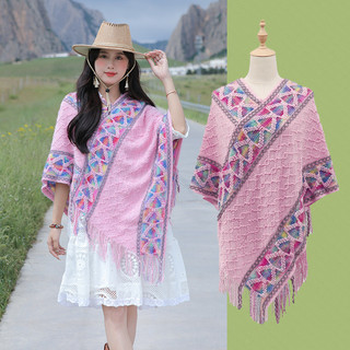 Vintage Dệt Kim Mũi Nữ Chui Đầu Thiết Kế Trái Tim Thường Ngày Đa Năng Thoải Mái Thoáng Khí Khe Khăn Choàng Mỏng Phong Cách Dân Tộc 2025 Mẫu Mới