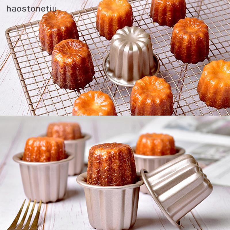 HA 6 Chiếc Bánh Canele Khuôn Nhỏ Chống Dính Chảo Canele Muffin Khuôn Cupcake Máy Nướng Bánh Chảo Thép Carbon Bánh Ngọt Khuôn Cupcake Giá Đỡ n
