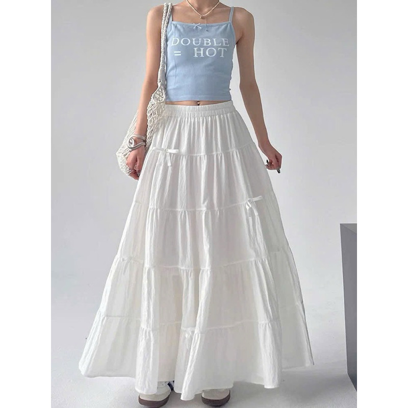 [KH18] Chân váy dài lưng thun, chân váy dáng dài chất vải gió nhăn lụa mềm mịn | KHAO BOUTIQUE