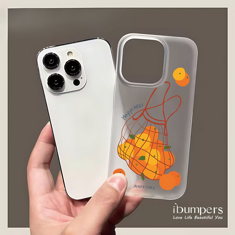 ibumpers Ốp Điện Thoại iPhone Hoạt Hình Dễ Thương Họa Tiết Trái Cây Ốp Lưng Trong Suốt Nhám Mờ Chống Bẩn Chống Sốc Cho IPhone 16 15 14 12 13 11 Pro Max IP 7 8 Plus X XS XR