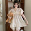 Bộ đồ ngủ nữ có đệm ngực Mùa hè 2024 mới bong bóng cotton ngọt ngào dễ thương tay ngắn mặc ở nhà