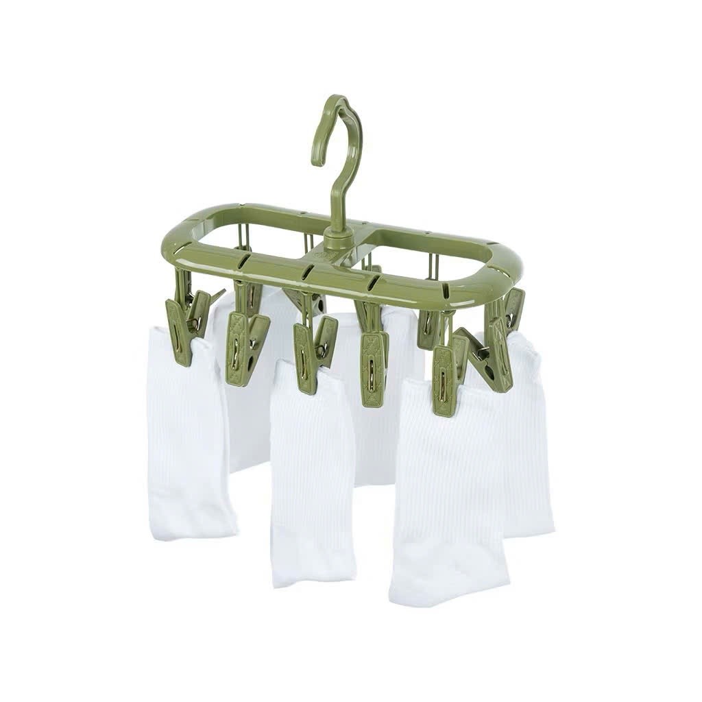 Móc Dù Nhựa Việt Nhật ELIP 12 Kẹp - Móc Phơi Đồ Cho Bé, Đồ Lót, Khăn Măt AMIZIN 2803