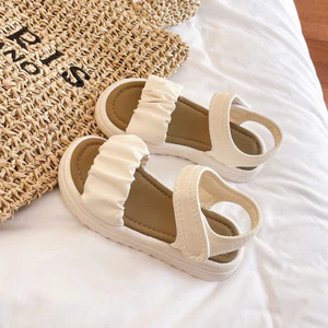 sandal bé gái dép quai hậu cho bé quai nhún xinh xắn êm chân QCCC full hộp trắng cho bé từ 3 tuổi NHUN115