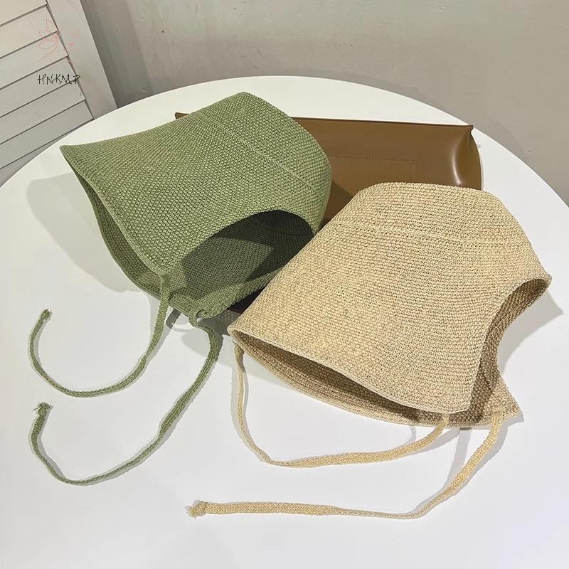 HNKMP Linen Straw Regency Bonnets Mũ dành cho nữ Mũ chống nắng Nơ Bãi biển Vành rộng lớn Áo choàng Mũ Chapeau Femme Ren ngoài trời Mùa hè.