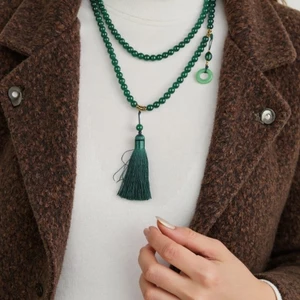 Treeling Vintage Gốm Charm Vòng Cổ Bohemian Cổ Trang Sức Phụ Kiện Văn Hóa