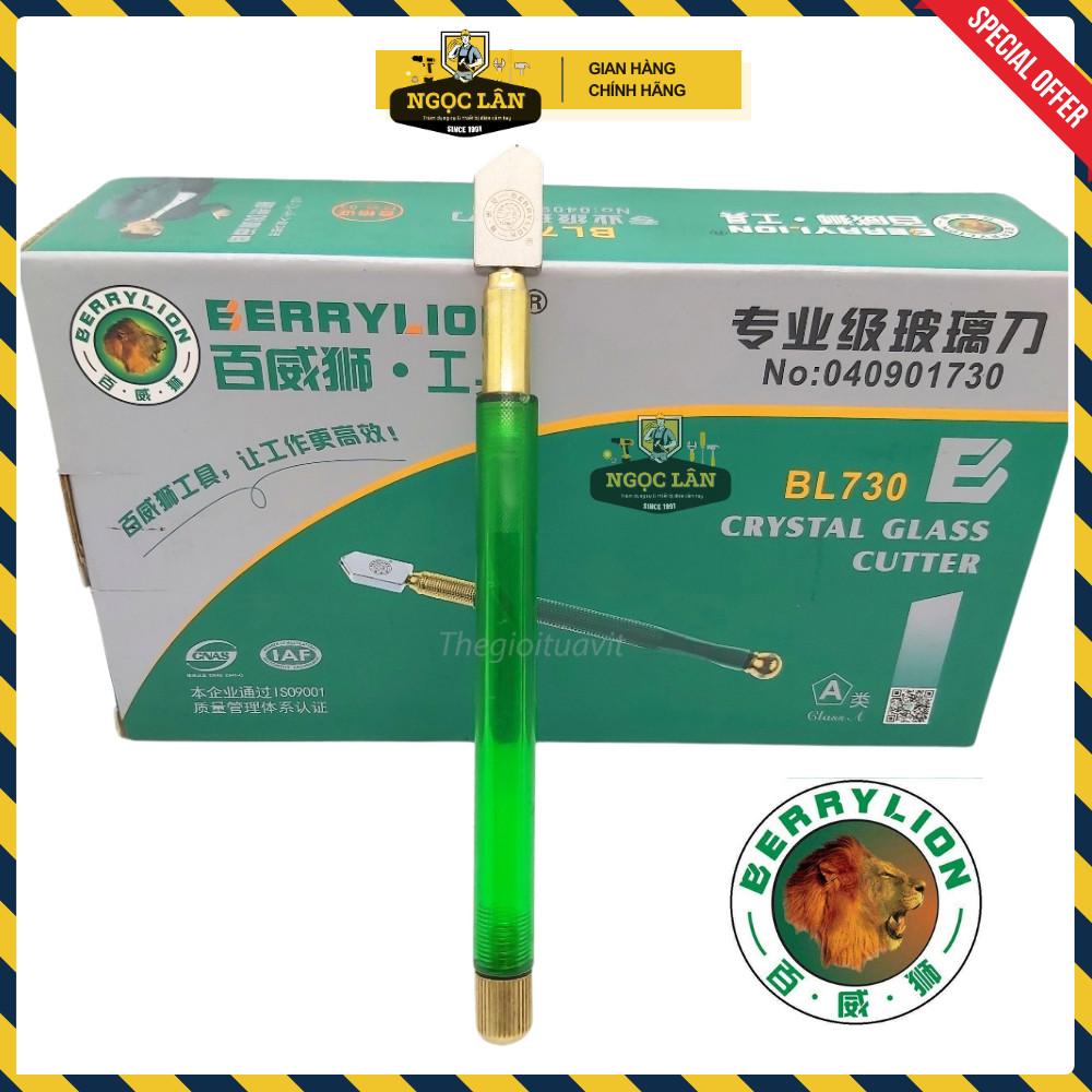 [Chính hãng] Dao cắt kính, cắt kiếng Berrylion loại cán tra dầu cắt kính dày 2-12mm cao cấp