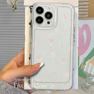 Ins Hàn Quốc Cô Gái Dễ Thương Nơ Màu Hồng Đơn Giản Trong Suốt Cho iPhone 11 16 15 14 13 12 Pro Xs Max XR X 7 8 6 6s Plus SE Mềm TPU Ốp lưng Bảo Vệ Chống Rơi Ốp Lưng