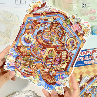 ENWEI 5 Cái [Dòng Hoàng Tử Nhỏ] Nhãn Dán Phong Cảnh 3D Chất Liệu Chống Thấm Nước Kích Thước Lớn Phong Cách Hoạt Hình Sổ Lưu Niệm Tạp Chí Người Lập Kế Hoạch Trang Trí Văn Phòng Phẩm Nhãn Dán