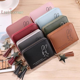 Lostcorner Nữ Ví Nữ Nhỏ Ngắn sel Ví Dễ Thương Cô Gái Dây Kéo Da Đồng Xu Ví Nữ Tay Ví Mới