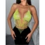 Áo ngực dây lấp lánh dành cho nữ Áo ngực dây lưới Fishnet Lưới Crop Raves Trang phục xuyên thấu Áo hai dây Clubwears