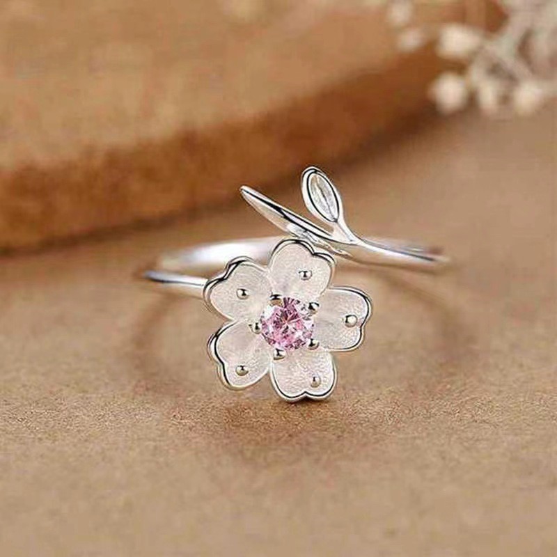 Nhẫn hoa hồng zircon phong cách rừng cho phụ nữ, thanh lịch và độc đáo, thiết kế cao cấp đa năng, nhẫn mở thời trang và cá nhân hóa