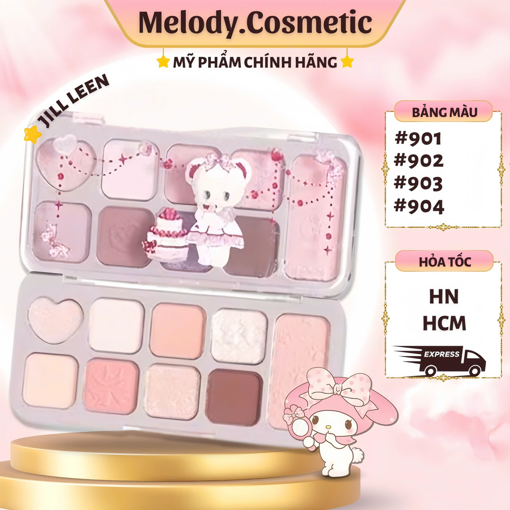 [TẶNG MÚT] Bảng Phấn Mắt Jill Leen 9 Ô Màu Crystal Fairy Eyes Lấp Lánh Nhũ Mịn MELODY.COSMETIC C620 | BigBuy360 - bigbuy360.vn