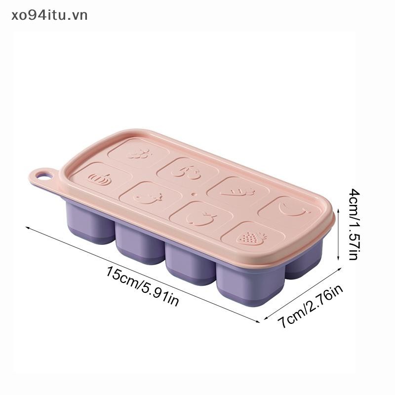 XOITU 1 8 Cell Khuôn Silicon Cấp Thực Phẩm Lưới Đá Có Nắp Hộp Đựng Đá Khay Làm Khuôn Hộp Bảo Quản Đá Có Thể Tái Sử Dụng DIY Tiện Ích Nhà Bếp VN