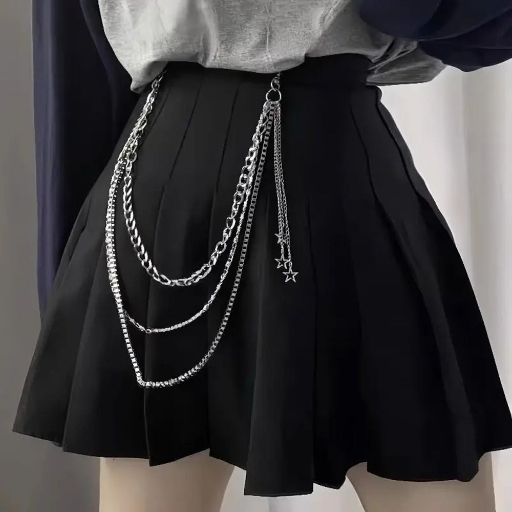 Dây chuyền và thắt lưng đa dạng: Túi rue Woodnest, thắt lưng ngôi sao Gothic, phù hợp với quần jeans phong cách Harajuku Hip Hop
