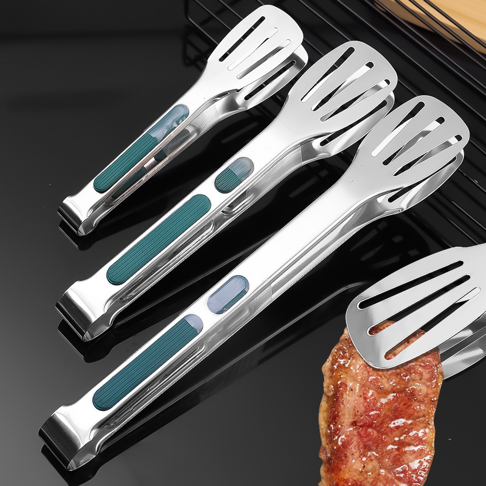 Kẹp thực phẩm tay cầm silicon chịu nhiệt nhà bếp bền bỉ - Nhà hàng thiết thực Dụng cụ nấu ăn bằng thép không gỉ 304