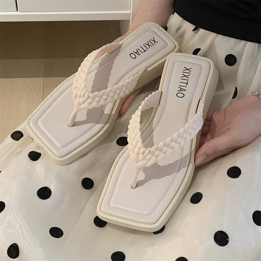 XIXITIAO Flip-Flops Mùa Hè 2025 Phong Cách Mới Xoắn Braid Dép Thời Trang Nữ