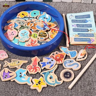 Đồ chơi trò chơi câu cá từ tính bằng gỗ Phát triển kỹ năng vận động tinh Đồ chơi khai sáng mầm non cho trẻ 1 2 3 tuổi Tập đi Bé gái Bé trai