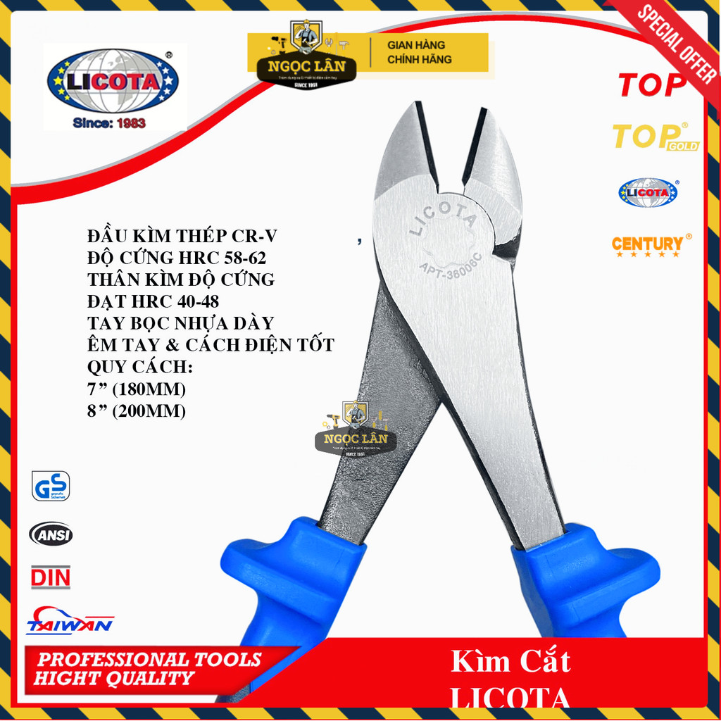 [Chính hãng] Kìm cắt Licota 7" (180mm), 8" (200mm) hàng Đài Loan cao cấp