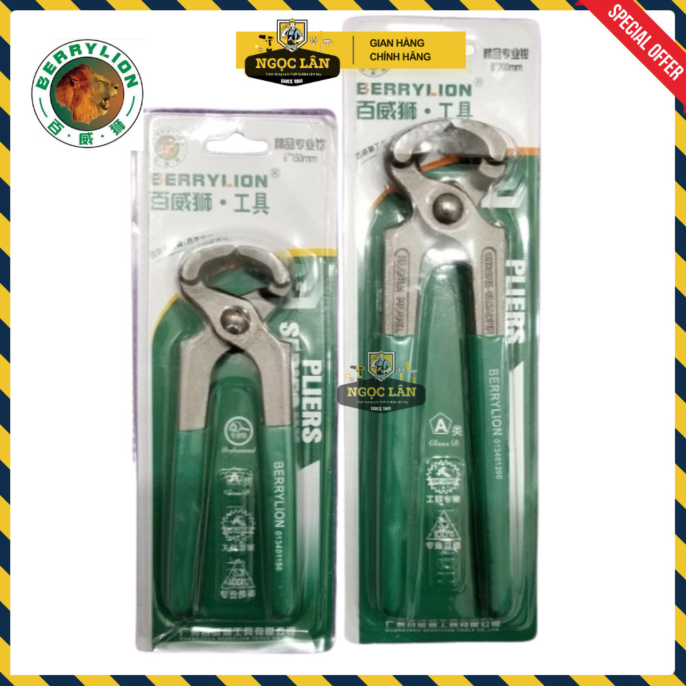 [Cao cấp] Kìm càng cua, kìm nhổ đinh berrylion 6"-150mm, 8"-200mm thép CRV
