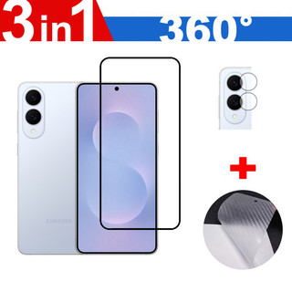Kính cường lực Chống rơi 3 trong 1 Bảo hiểm đầy đủ cho Samsung Galaxy S25 Edge S25 S24 S23 S22 S21 Ultra Plus FE 5G Bảo vệ màn hình + Trở lại phim + Máy ảnh Bảo vệ ống kính