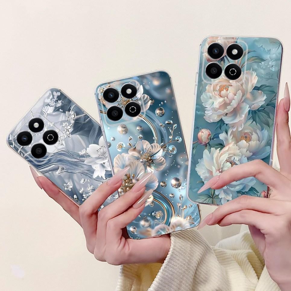 Hoa Bướm Sang Trọng Vỏ Cho Honor X7C Honor 200 Smart Case Cho Honor Play 60 Plus Mềm Trong Suốt Ốp điện thoại Nơ Trái Tim Tình Yêu