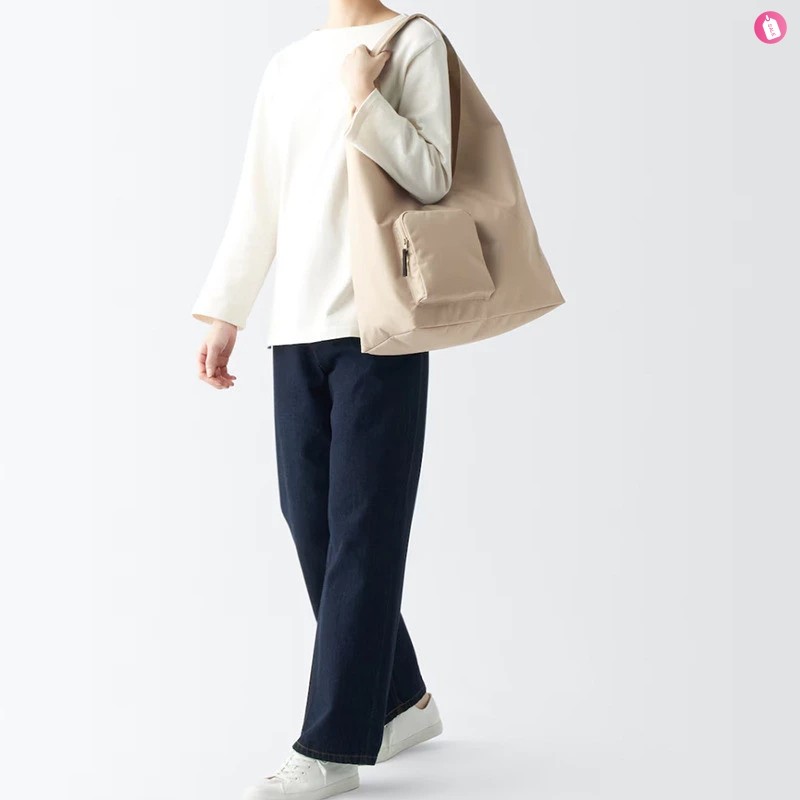 GC2 Túi đeo vai Nylon MUJI Nhật Bản dành cho nữ Túi Tote chống nước dung tích lớn Túi xách nhẹ CG2