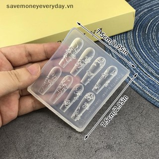 [savemoneyeveryday] Khuôn Làm Móng Silicon Hoa Phong Cách Pháp Trang Trí Móng Tay Móng Tay Thiết Kế DIY Tấm Dập Lập Thể Dụng Cụ Làm Móng Tay Đồ Dùng Nghệ Thuật [vn]