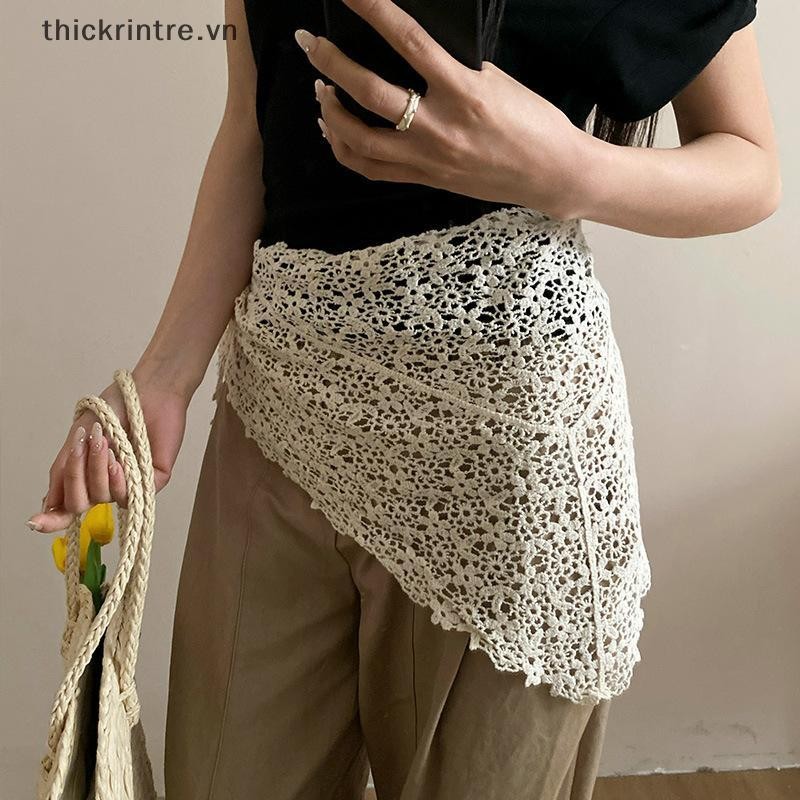 Khăn ren mùa hè THI Khăn quàng cổ tam giác phong cách Hàn Quốc, Thắt lưng Boho cho bé gái, Phụ kiện ảnh nông thôn VN