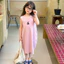 SY6 Cô Gái Váy Dài Đơn Giản Hợp Thời Trang Trẻ Em Hàn Quốc Hoạt Hình Dán Thêu Vá Thiết Kế Đầm YS6