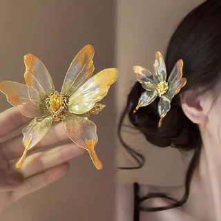 MAUROPOLI [Sẵn sàng] Giấc mơ bướm tráng men ~ Cổ tích Phong cách Trung Quốc Kẹp tóc bướm ba chiều Niche Tinh tế Dreamy Phụ kiện tóc có giá trị cao