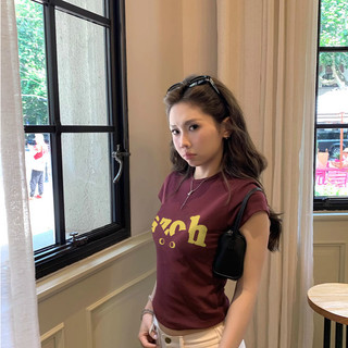 áo baby tee ôm body Xanh tím than mùa hè áo girl phố xinh style  áo phông nữ cotton 100% Eleclassm