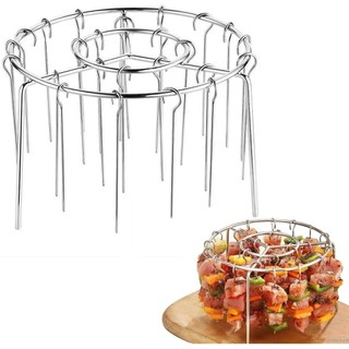 Bộ giá nướng nồi chiên không khí 24 chiếc xiên dọc bằng thép không gỉ có giá đỡ thịt nướng treo tròn để sử dụng nấu ăn thịt Kebab 1 Bộ dễ vệ sinh tháo rời phù hợp dùng cho gia đình căn hộ văn phòng và không gian nhỏ