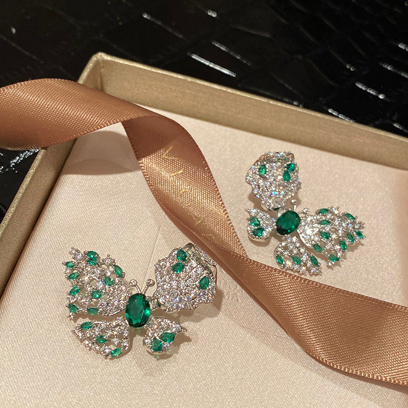 Phong Cách Mới Dài Zircon Hoa Ánh Sáng Bông Tai Tua Rua Sang Trọng