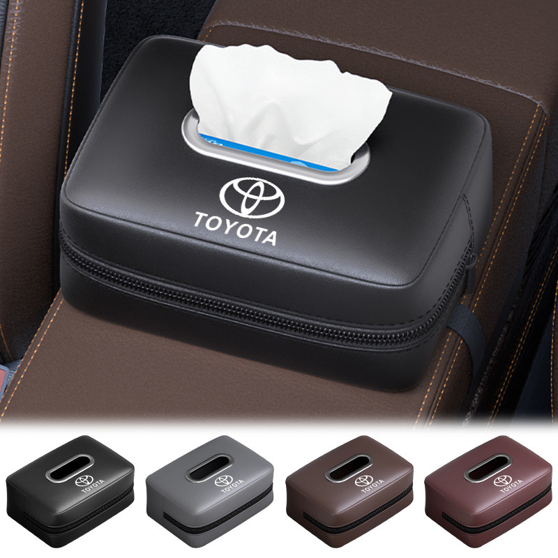 1 Chiếc Da Cao Cấp Ghế Ô Tô Khăn Giấy Treo Xe Hộp Khăn Ăn Cho Xe Toyota Corolla Yaris Aygo Prius RAV4 Camry Auris