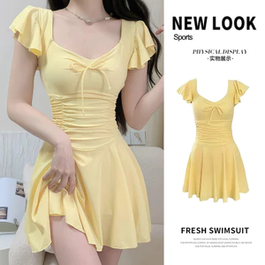 Đồ bơi đi biển ngọt ngào dành cho nữ, Váy bơi kỳ nghỉ suối nước nóng, Đồ bơi một mảnh có miếng đệm ngực có thể tháo rời