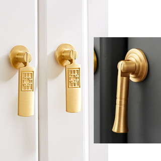 Tay nắm cửa tủ ngăn kéo kiểu Trung Quốc mới, tay nắm tủ bằng đồng nguyên chất, tủ vàng sang trọng nhẹ, đồ nội thất hình giọt nước, tay nắm đồng retro một lỗ