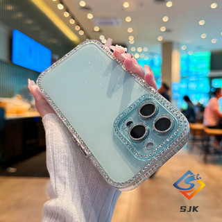 Ốp Lưng Thạch Màu Trơn Mới Kèm Đính Kim Cương Giả Cho iPhone 13 14 15 16 Pro Max Chống Sốc Chính Xác Cắt Thời Trang Nữ Thần Desi