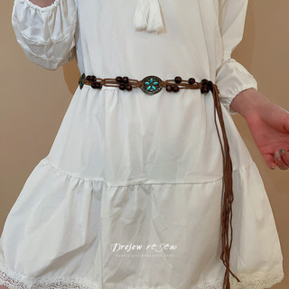 DREJEW Retro Bohemian hạt gạo dệt thắt lưng, phong cách dân tộc, thắt lưng thích hợp và đa năng, phụ kiện thắt lưng cao cấp thời trang và đa năng