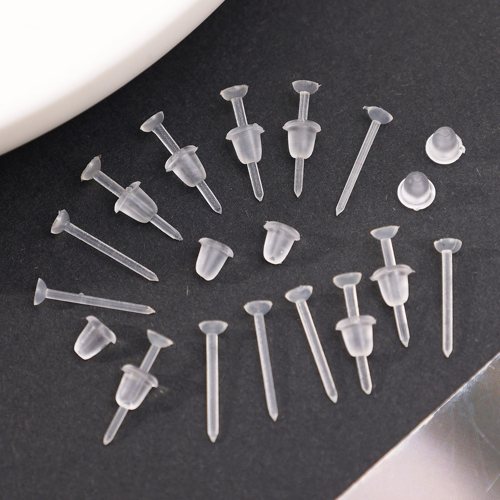 50-200 Chiếc Bông Tai Nhựa Cho Tai Xỏ | Bộ trang sức tối giản 1,2CM không gây dị ứng, Bông tai DIY thân thiện với người mới bắt đầu dành cho nam và nữ - Trong suốt