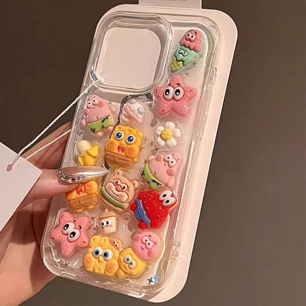 Ốp Điện Thoại Nhựa SpongeBob Patrick Star Cho iPhone 17 Pro Max 16 Plus 15 14 13 12 11 Vỏ Bảo Vệ Chống Sốc